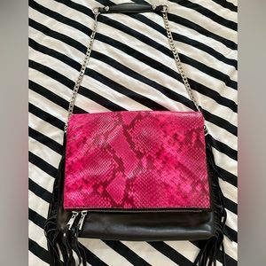 Ash Pink Leather Fringe Bag, Brand New